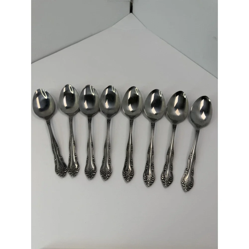 Rogers Dream Rose Soup Spoons Stainless Flatware Korea Set of 8